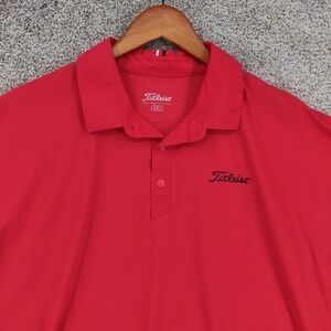 Titleist Golf Polo Shirt Mens 2XL XXL Pocket Short Sleeve Red Logo